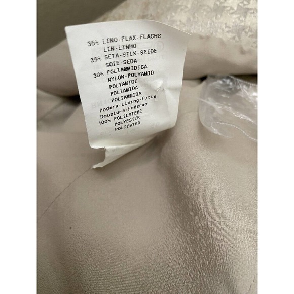 Armani Collezioni Blazer Jacket Ruffle Neck Metallic Beige 3 Button 3/4S… - Picture 7 of 9